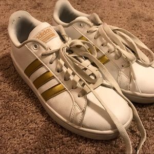 White and Gold cloudfoam adidas